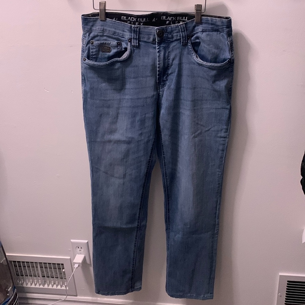 blue straight jeans